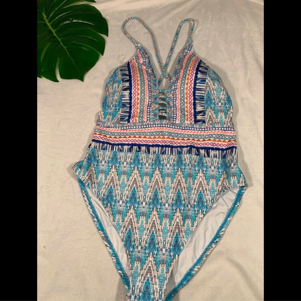 NEW $125 La Blanca Swimwear Milano Plunge One-Piece Swimsuit‎ [SZ 10 ] - Picture 2 of 8